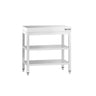 Arbejdsbord i rustfrit stål PREMIUM - 600x700 mm - med underhylde & mellemhylde