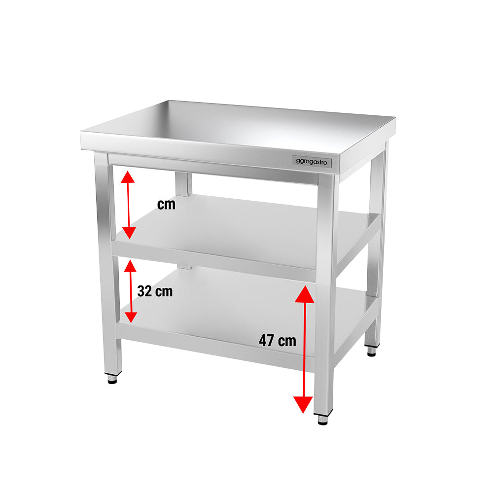 Rustfrit stål arbejdsbord PREMIUM 0,6 m - med underhylde