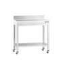 Arbejdsbord i rustfrit stål PREMIUM - 700x700 mm - med underhylde & bagkant