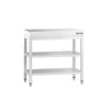 Rustfrit Stålbord PREMIUM - 0,7 m - med underhylde & mellemhylde