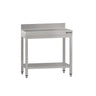 Arbejdsbord i rustfrit stål ECO - 700x600 mm - med underhylde & bagkant