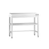 Arbejdsbord i rustfrit stål PREMIUM - 800x700 mm - med underhylde & afstivning