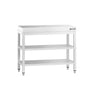 Arbejdsbord i rustfrit stål PREMIUM - 800x700 mm - med underhylde & mellemhylde
