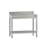 Arbejdsbord i rustfrit stål ECO - 800x600 mm - med underhylde & bagkant