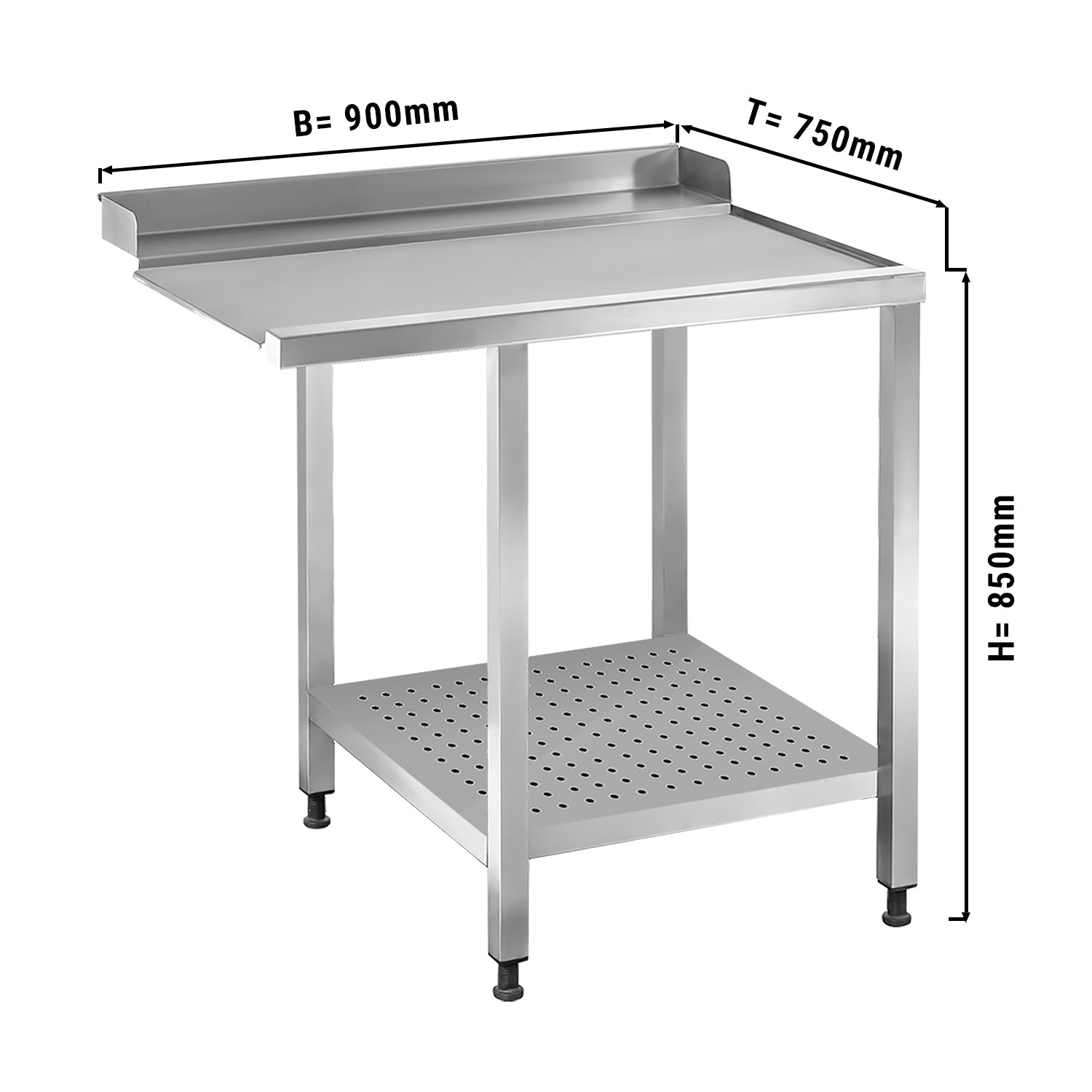 Udløbsbord - Fastgørelse højre - 0,9 m