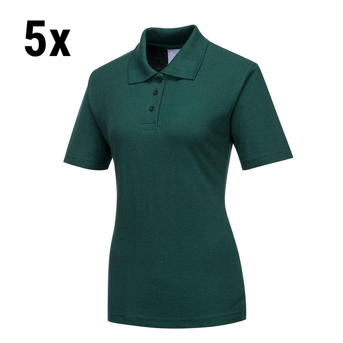 (5 stk.) Poloshirt til damer - Bottle Green - Størrelse: L