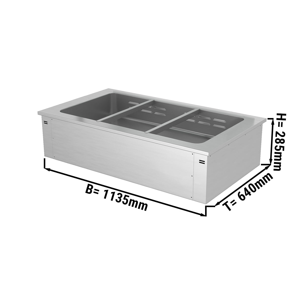 Bain marie til indbygning 1,1 m - serie A