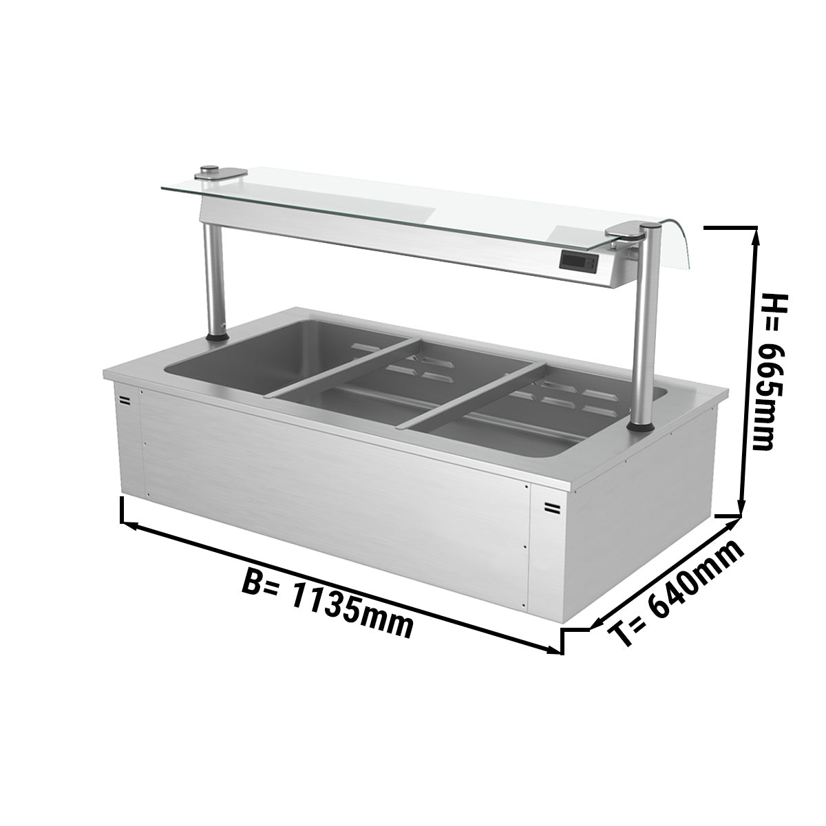 Bain marie til indbygning 1,1 m - serie B