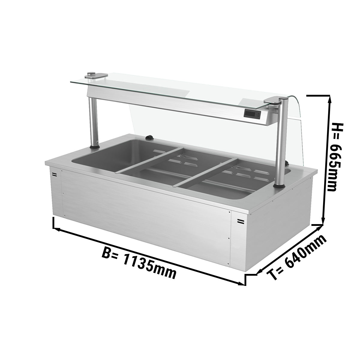 Bain marie til indbygning 1,1 m - serie C