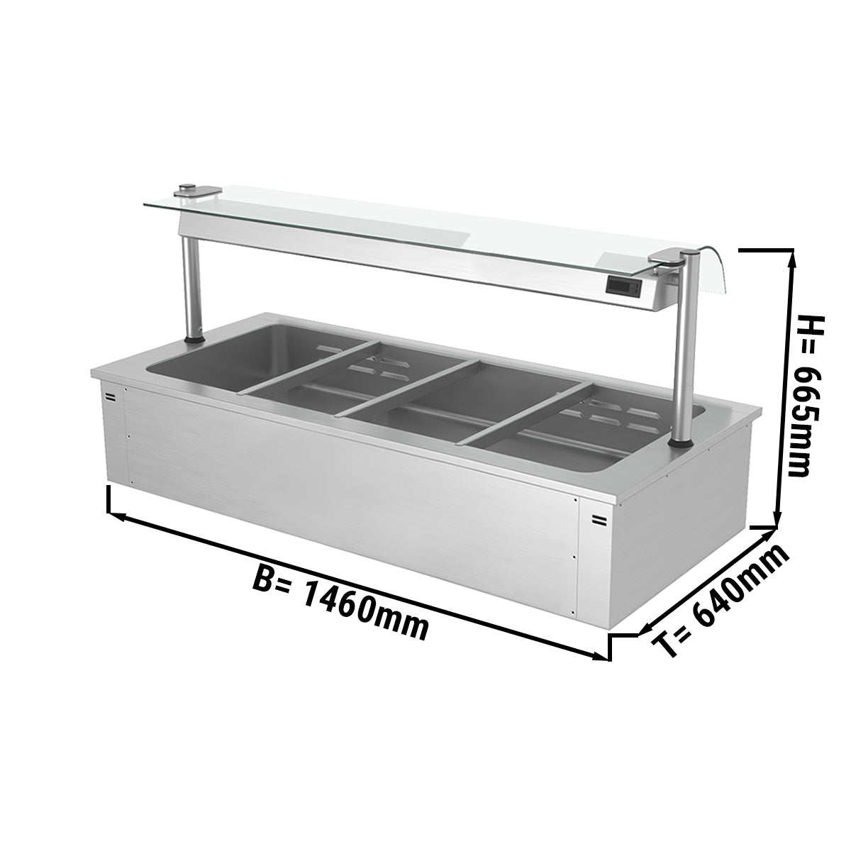 Bain marie til indbygning 1,5 m - serie B