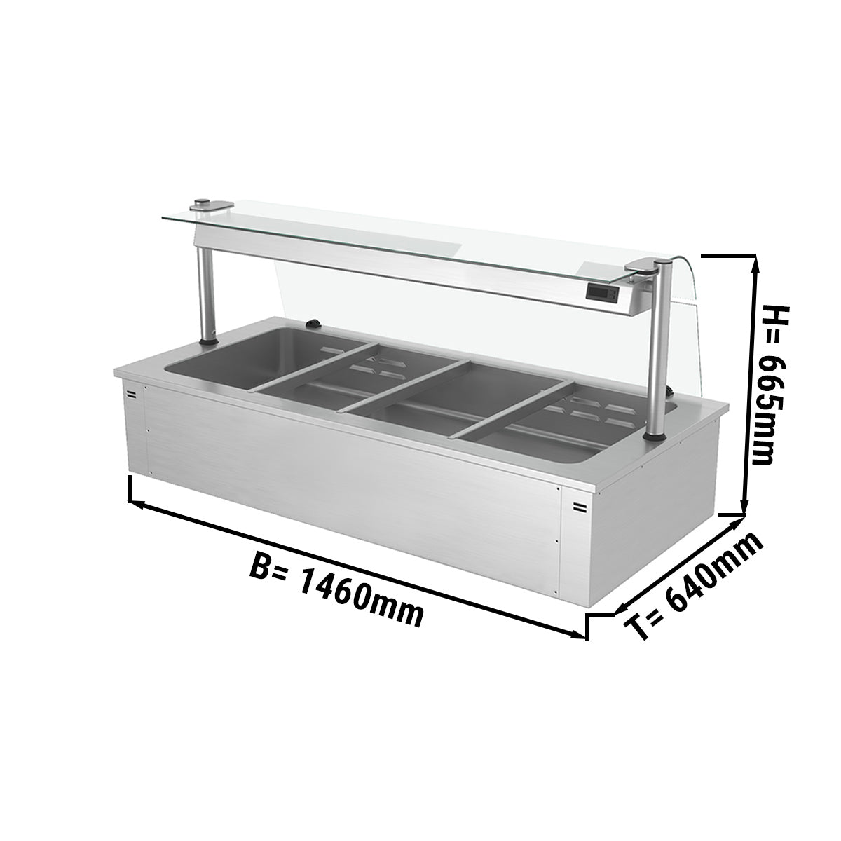 Bain marie til indbygning 1,5 m - serie C