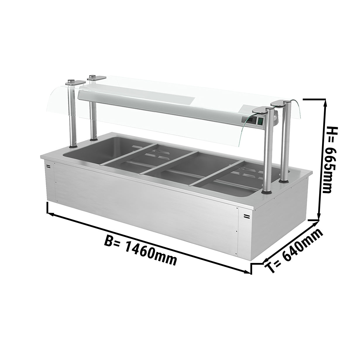 Bain marie til indbygning 1,5,m - serie D