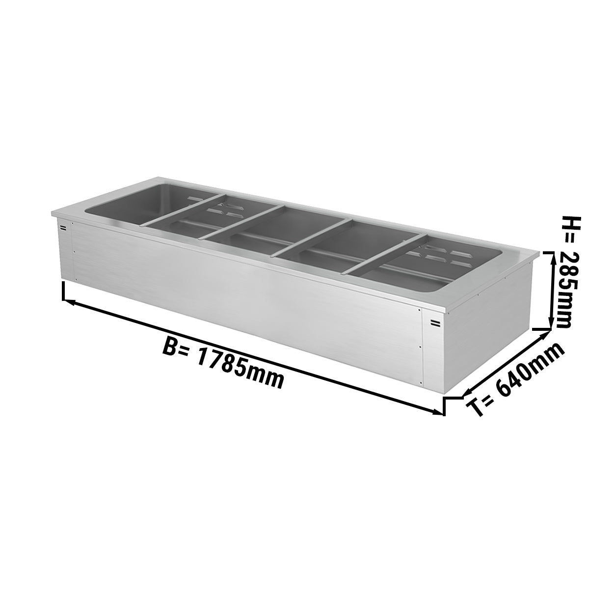 Bain marie til indbygning 1,8 m - serie A