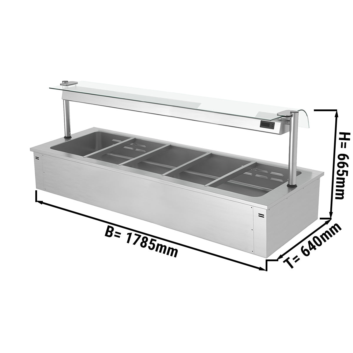 Bain marie til indbygning 1,8 m - serie B