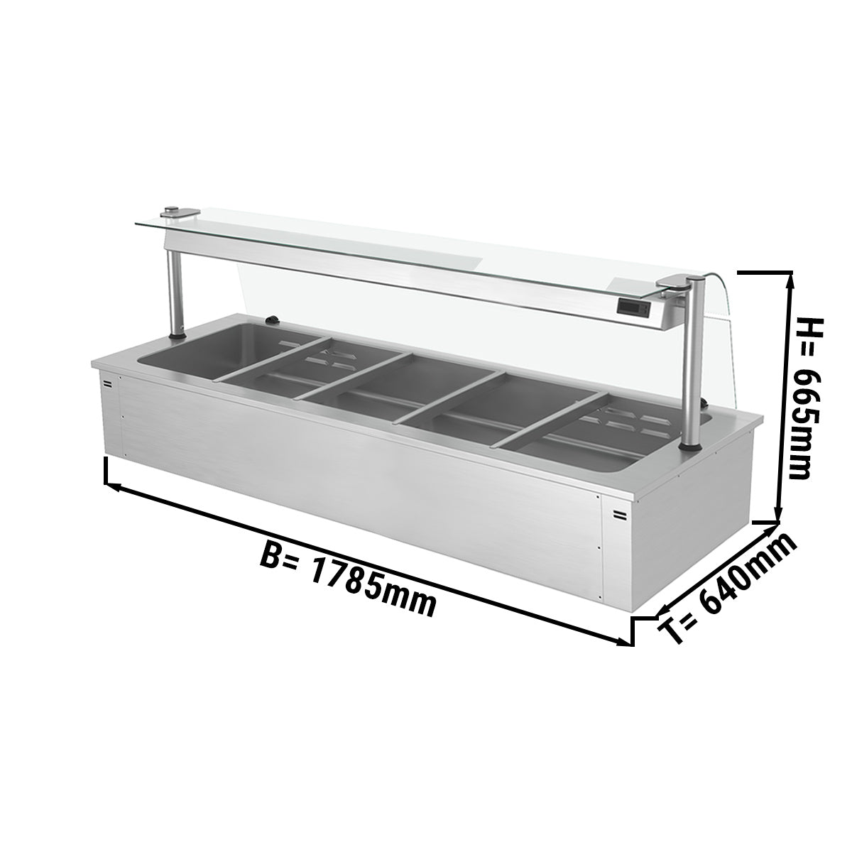 Bain marie til indbygning 1,8 m - serie C