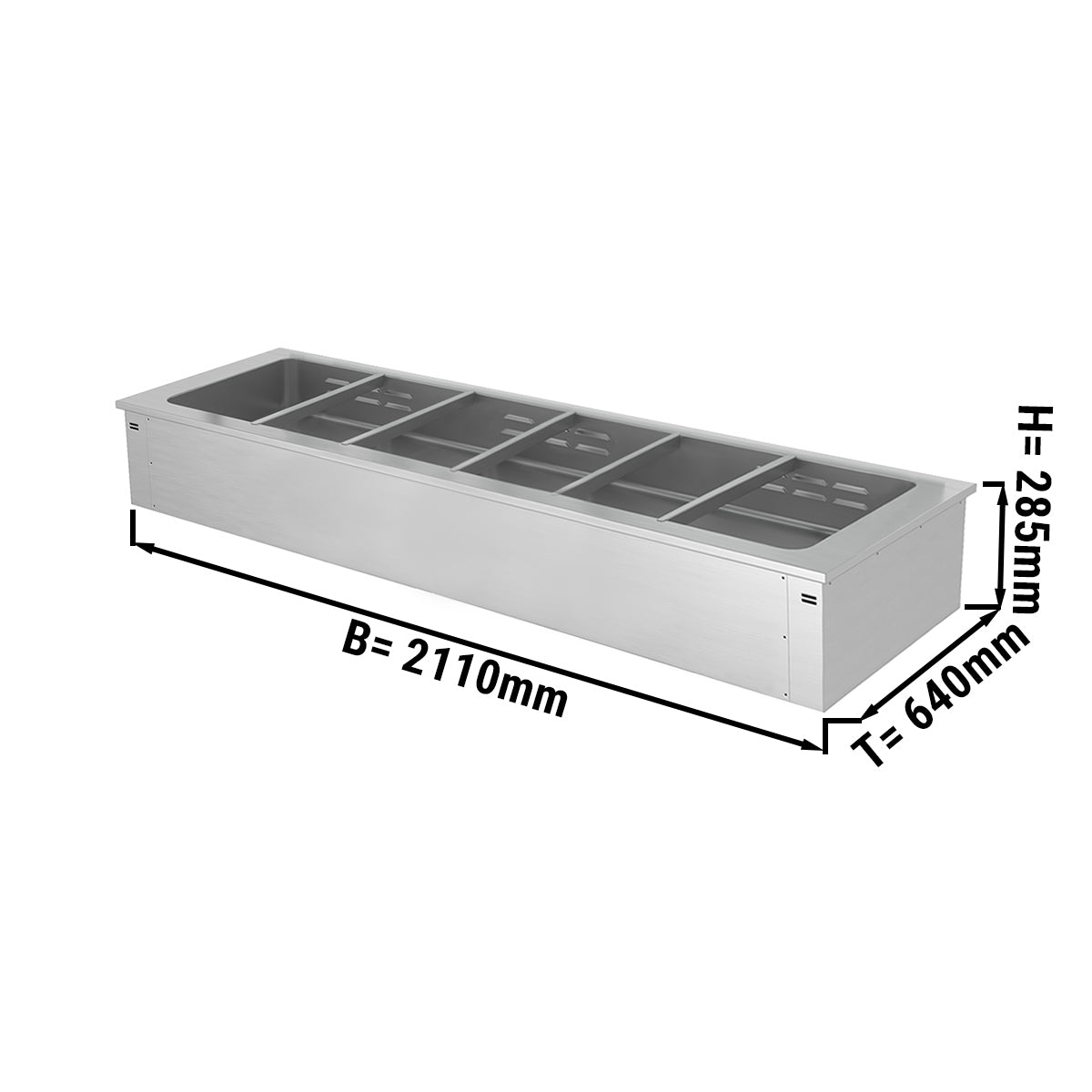 Bain marie til indbygning 2,1 m - serie A