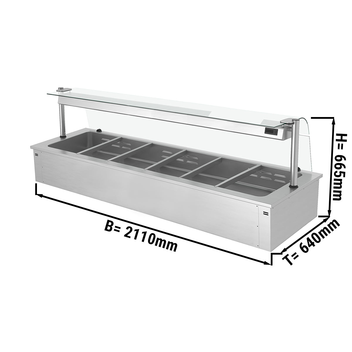 Bain marie til indbygning 2,1,m - serie C