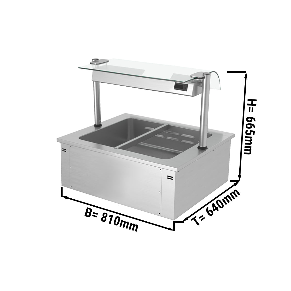 Bain marie til indbygning 0,8 m - serie B