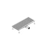Gulvafløb i rustfrit stål - 750x300mm - fladt design & sideafløb - Ø 70mm