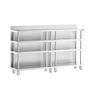 Bararbejdsbord - rustfrit stål - 1800x600mm - med 4 hylder