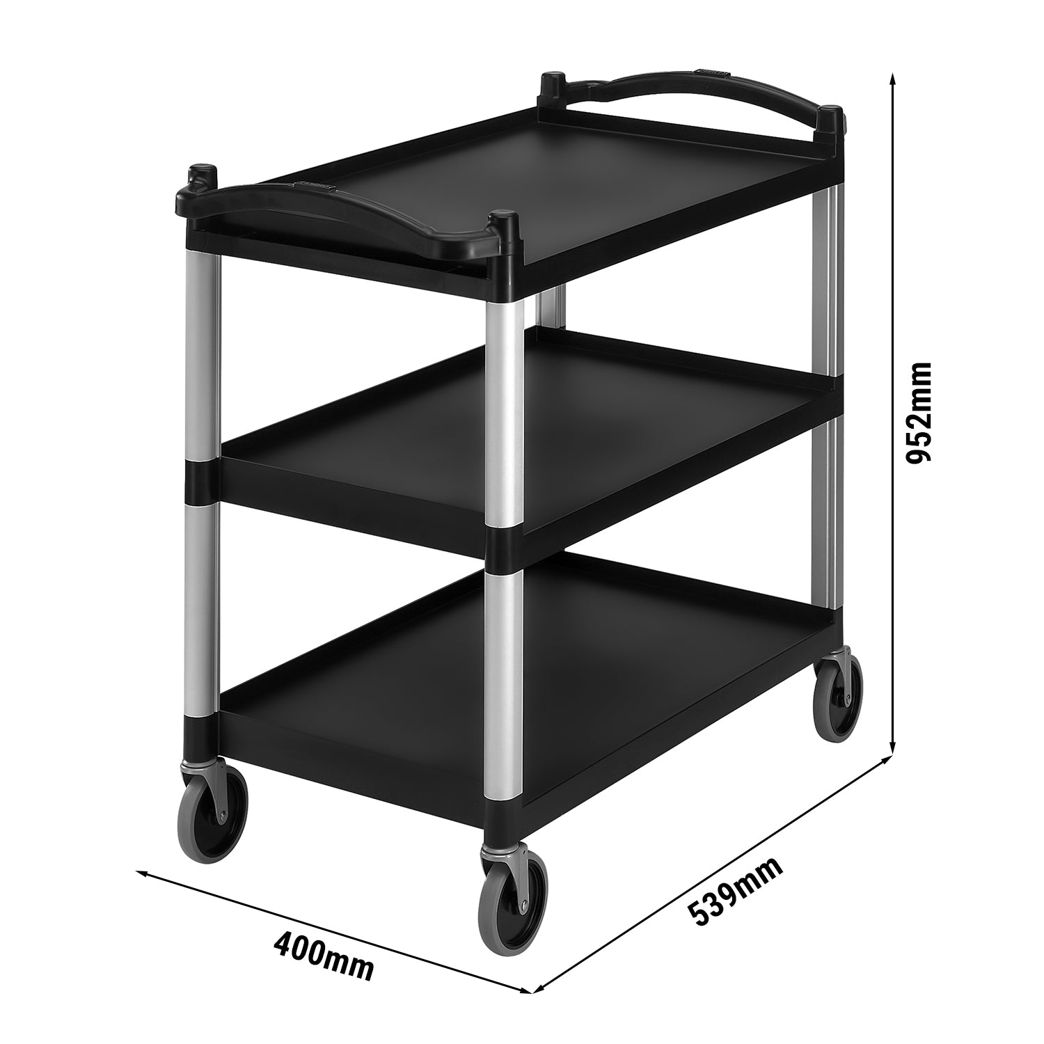 CAMBRO | Serveringsvogn / KD transportvogn - 3 hylder - sort