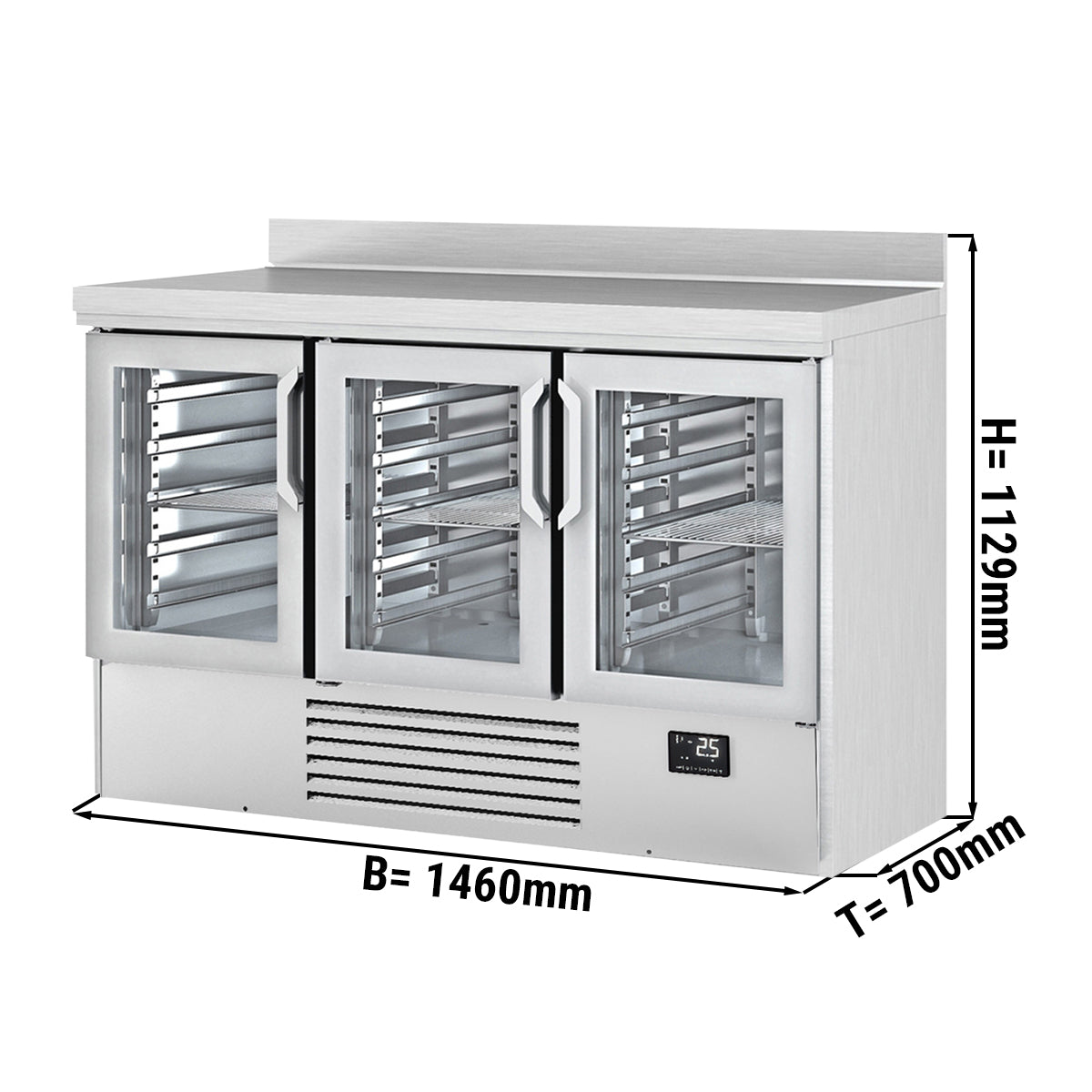 Køleskab - med 3 Glasdøre
