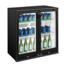 Barkøleskab - 900 mm - 220 liter - med 2 glasdøre - sort