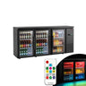 Bar- og drikkevarekølebord Premium – 2000 mm – med 3 glaslåger og RGB-LED-belysning