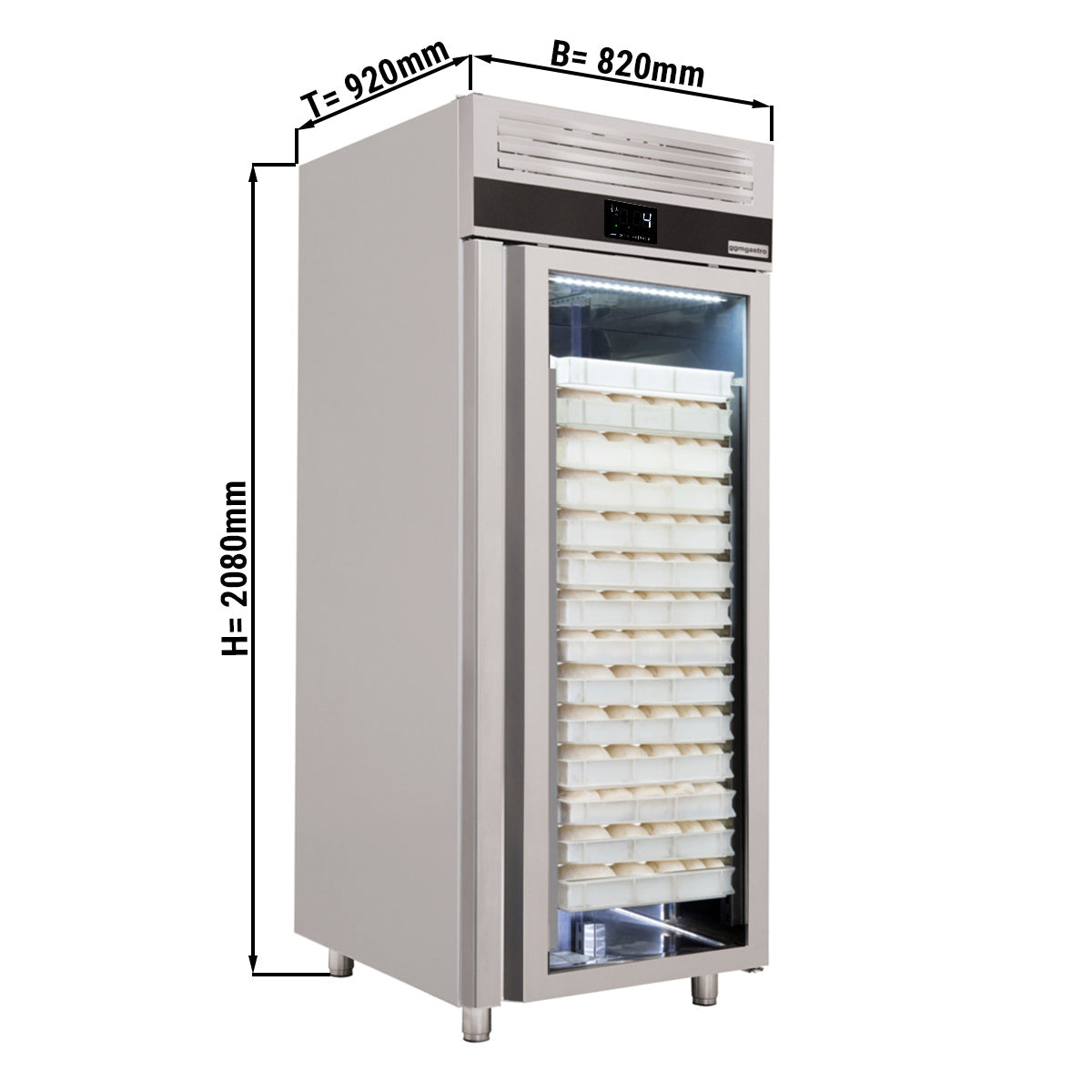 Bagerikøleskab - 0,8 x 0,91 m - med 1 glasdør