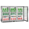 Backbar - 1,33 m - 320 Liter - med 3 Glasdøre og 2 Hylder - Rustfritt stål