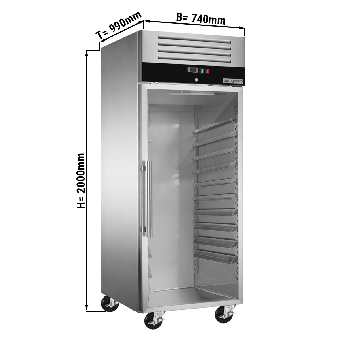 Bagerikøleskab PREMIUM - 0,74 x 0,97 m - med 1 glasdør