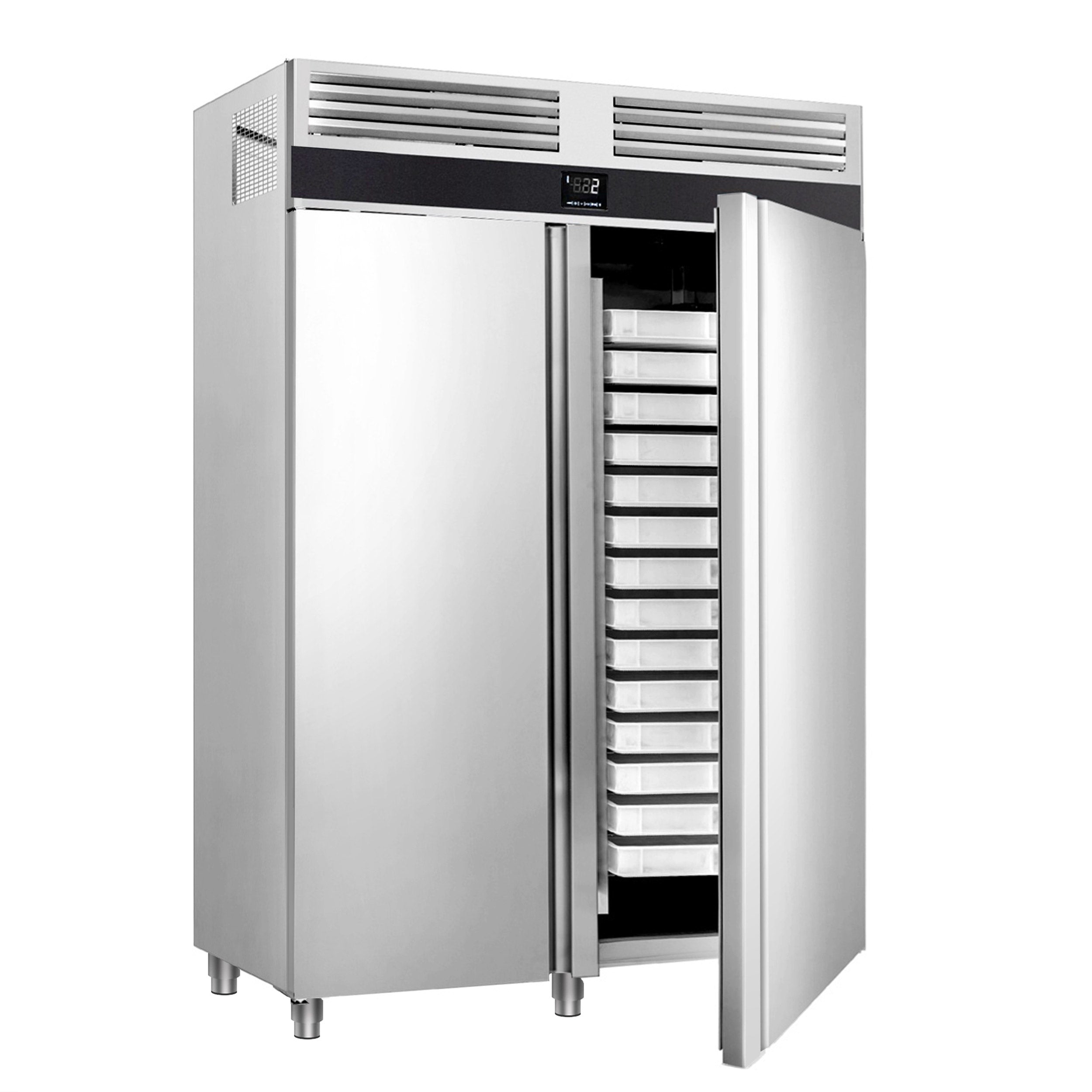 Bagerikøleskab (EN 60 x 40) - med 2 dører i rustfrit stål
