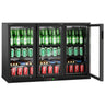 Backbar - 1,33 m - 320 Liter - med 3 Glasdøre og 2 Hylder - Udvendig & Indvendig Sort