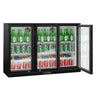 Backbar - 1,33 m - 320 Liter - med 3 Glasdøre og 2 Hylder - Sort