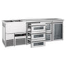 Backbar køleskab PREMIUM - 2500x700 mm - 1 glasdør & 5 glasskuffer