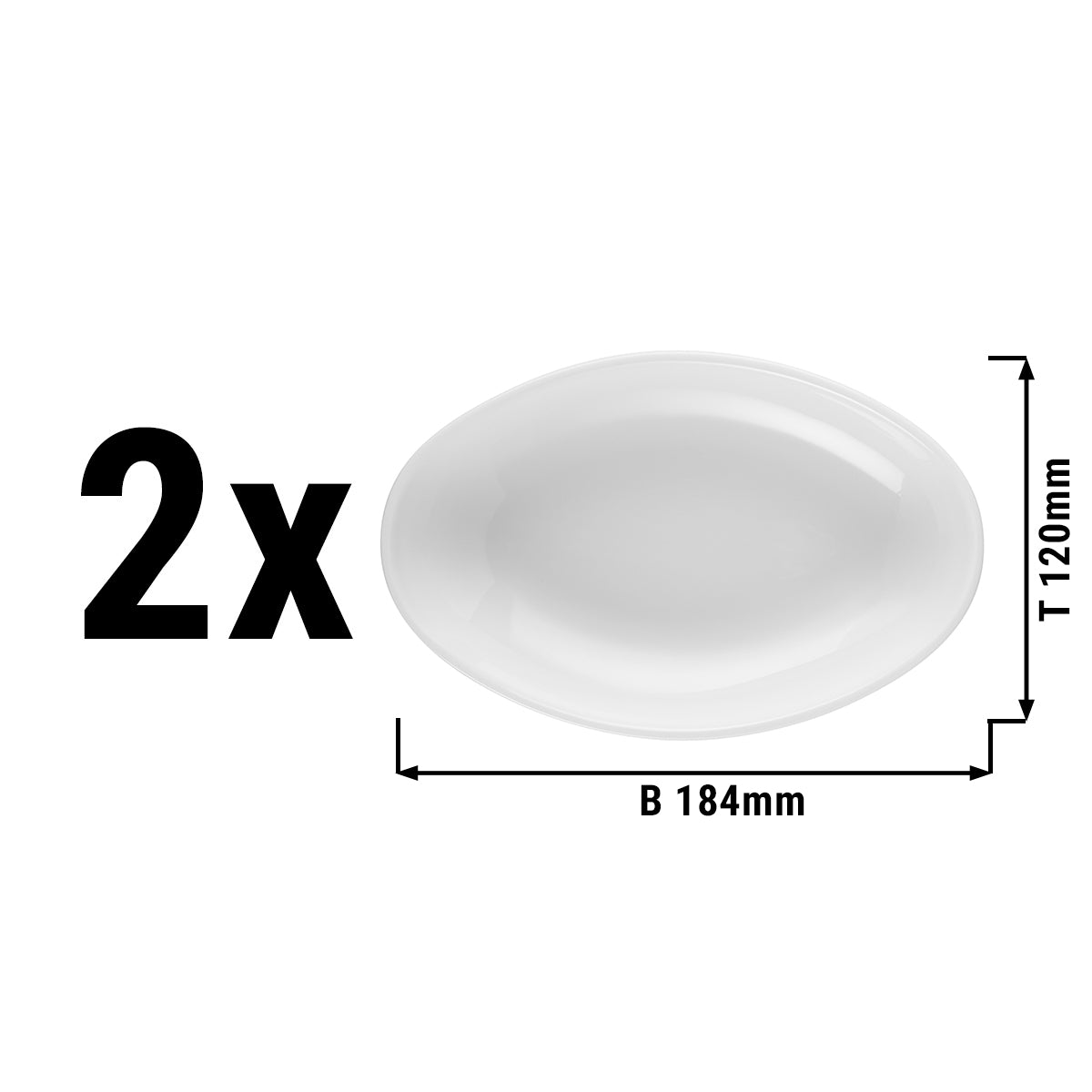 (2 stk) Seltmann Weiden - Sideplader ovale dybe - 184 x 120 mm