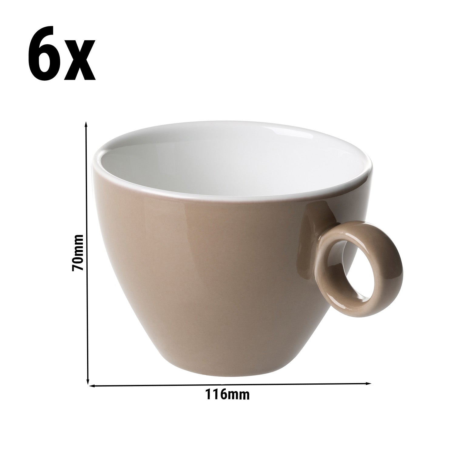 (6 stk.) BART COLOUR CAFE - Cappuccinokop - 230 ml - Brun