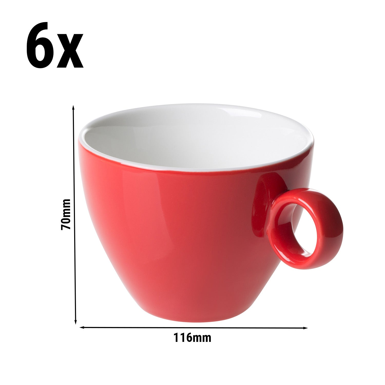 (6 stk.) BART COLOUR CAFE - Cappuccinokop - 230 ml - Rød