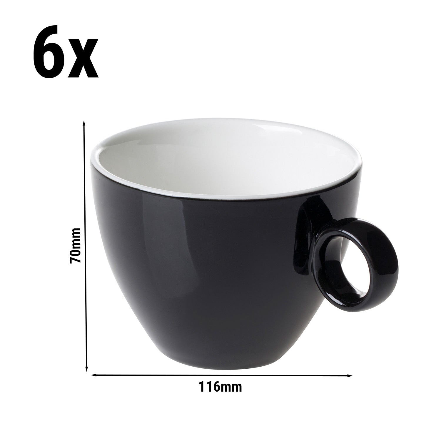 (6 stk.) BART COLOUR CAFE - Cappuccinokop - 230 ml - Sort