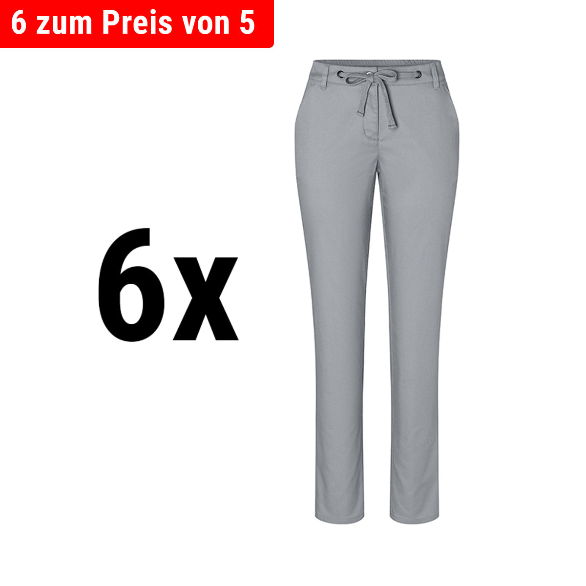 (6 stk) Karlowsky - Damebukser Chinos Modern-Stretch - Stengrå - Str. 46