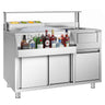 Cocktailbord - rustfrit stål - 1200x720mm - med 2 skydedøre