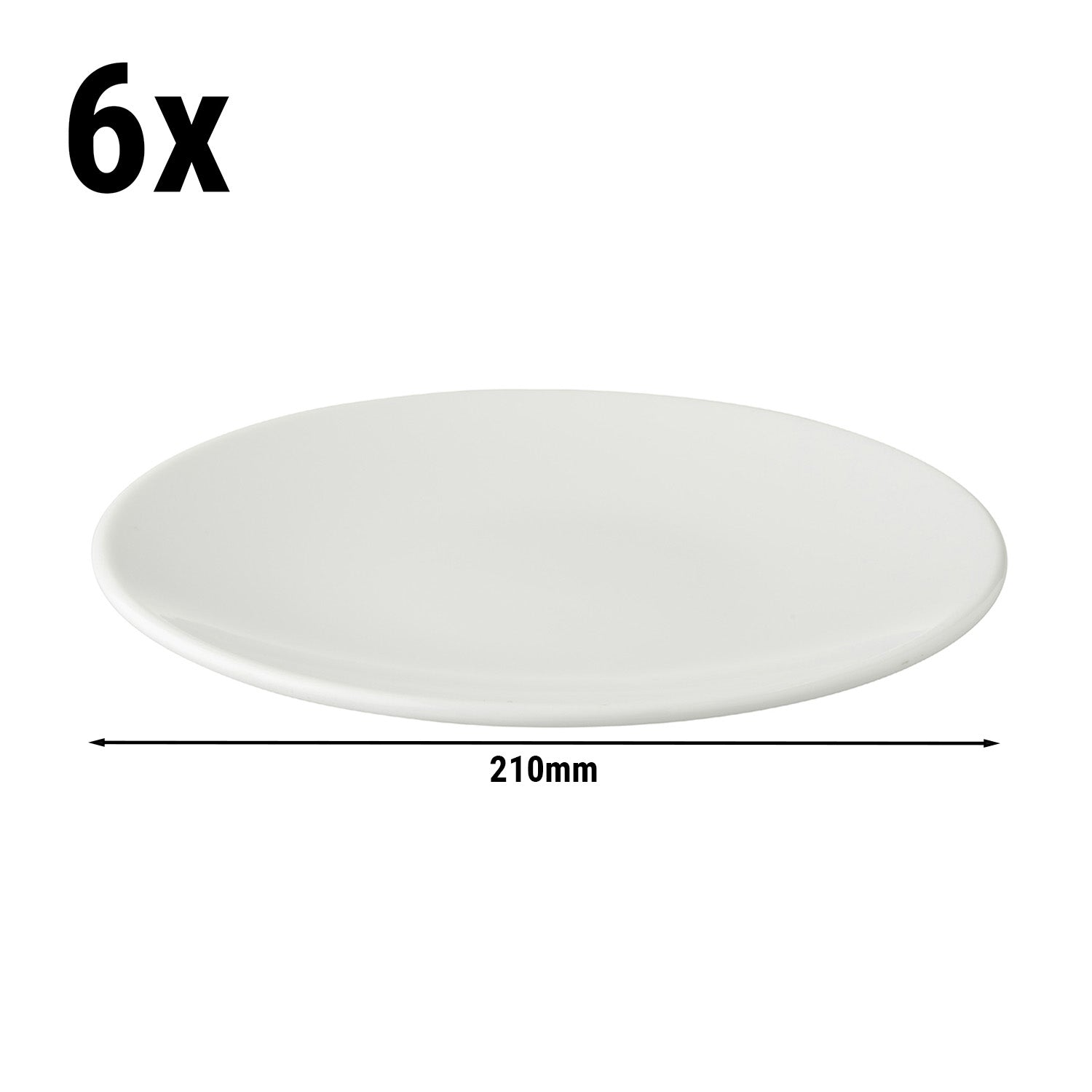 (6 stk.) WHITE DELIGHT - Coupe tallerken flad - Ø 210mm - Hvid