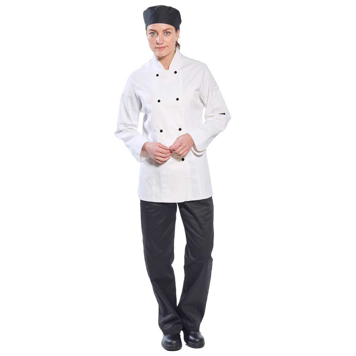Dame madlavningsjakke med lange ærmer - Hvid - Størrelse: M