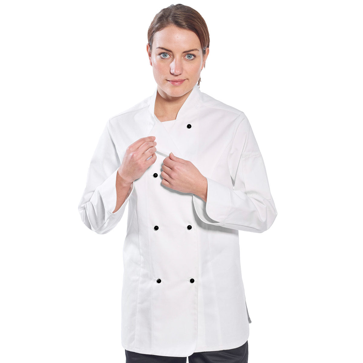 Dame madlavningsjakke med lange ærmer - Hvid - Størrelse: M