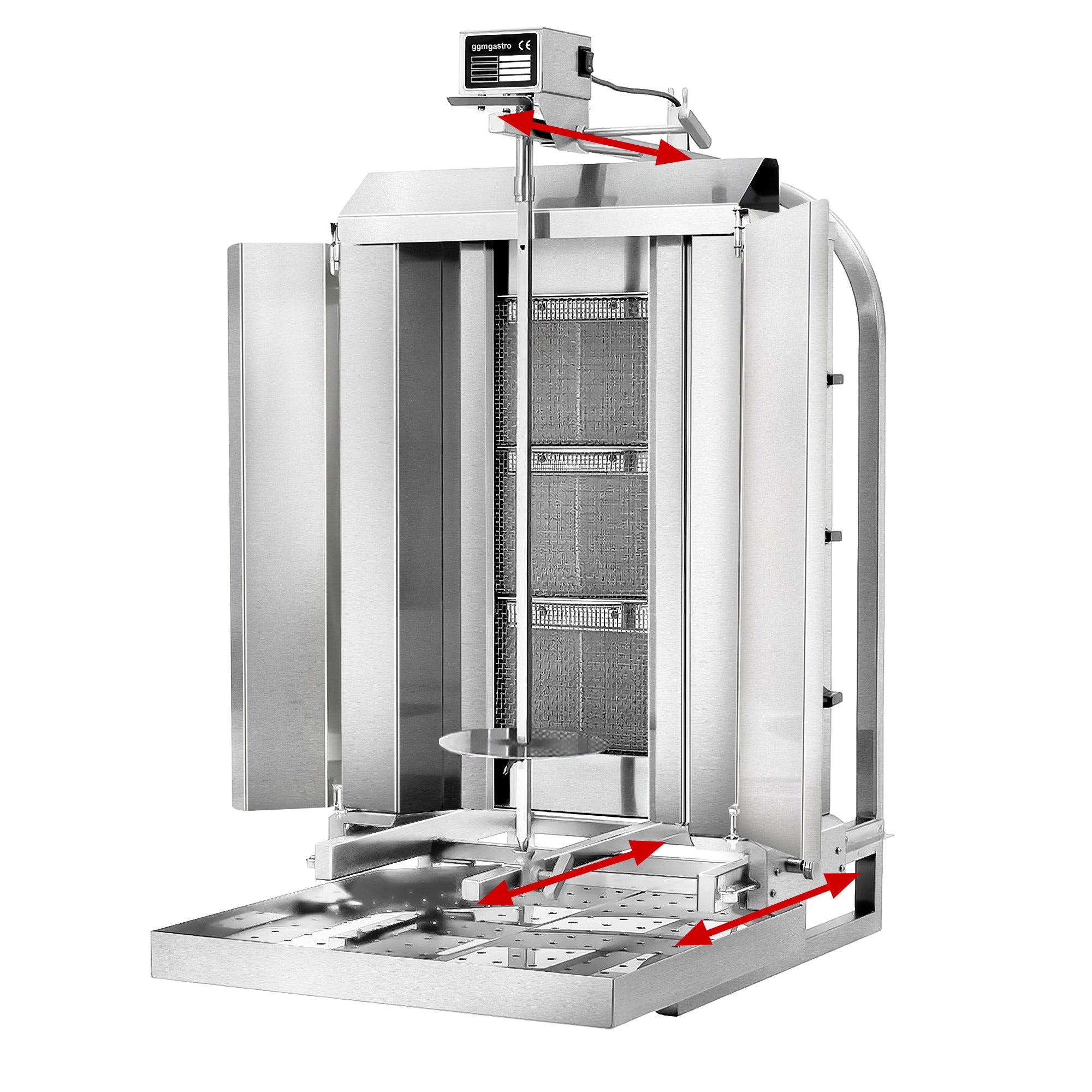 Kebabsteger - 3 brændere (mobil) / max. 40 kg - inkl. Beskyttelsesplade