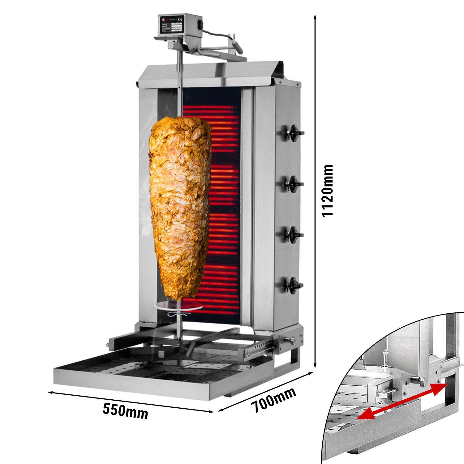 Kebabsteger 4 brænder (mobil) / max. 60 kg