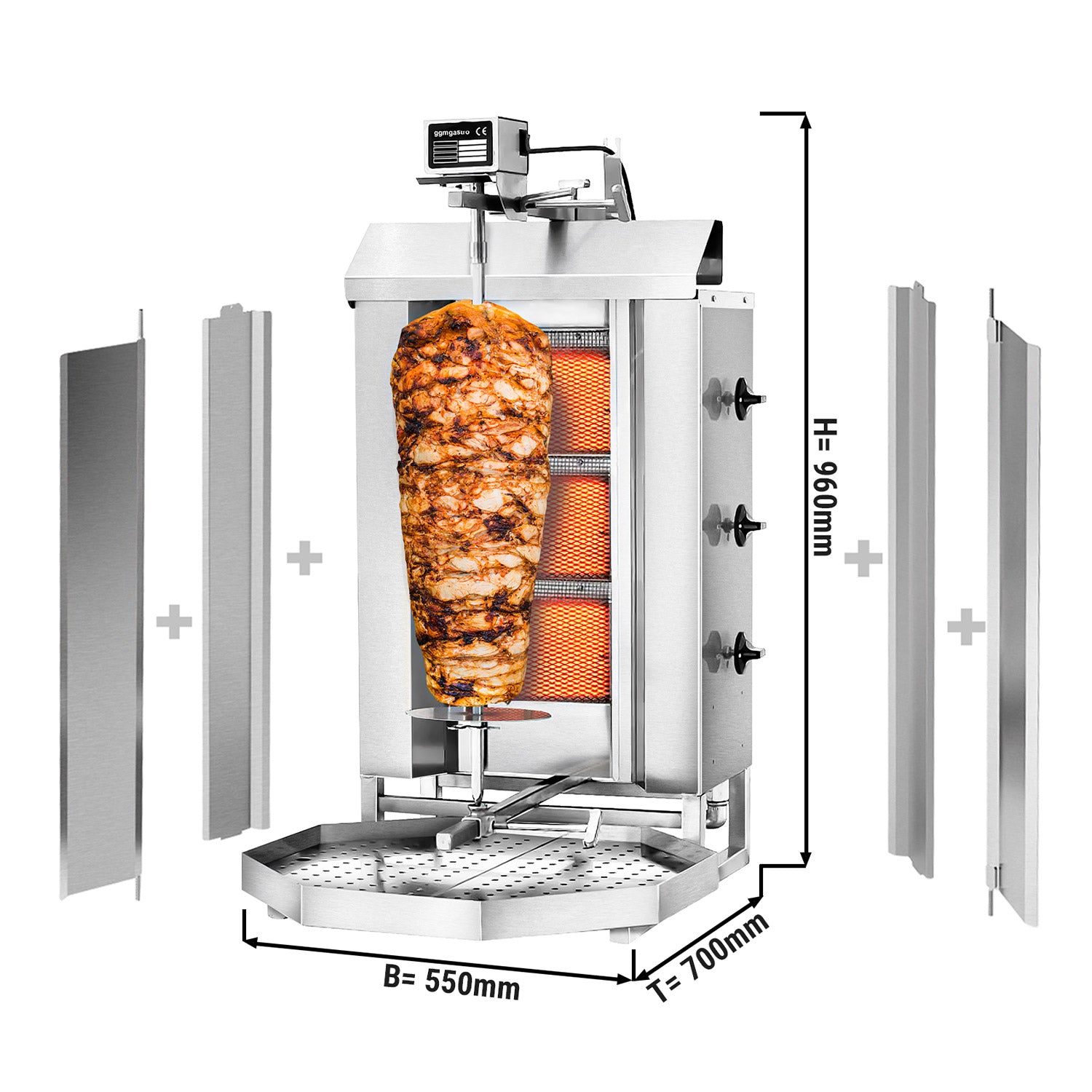 Kebabsteger - 3 brænder - maksimum 40 kg - inkl. Beskyttelsesplade