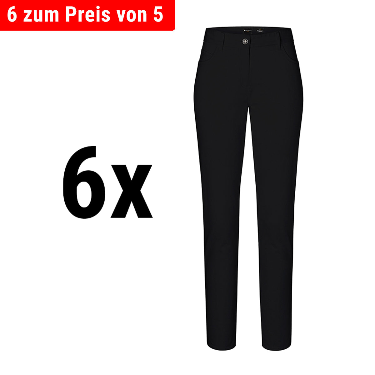 (6 stk.) Karlowsky - bukser med 5 lommer til damer - Sort - Størrelse: 54