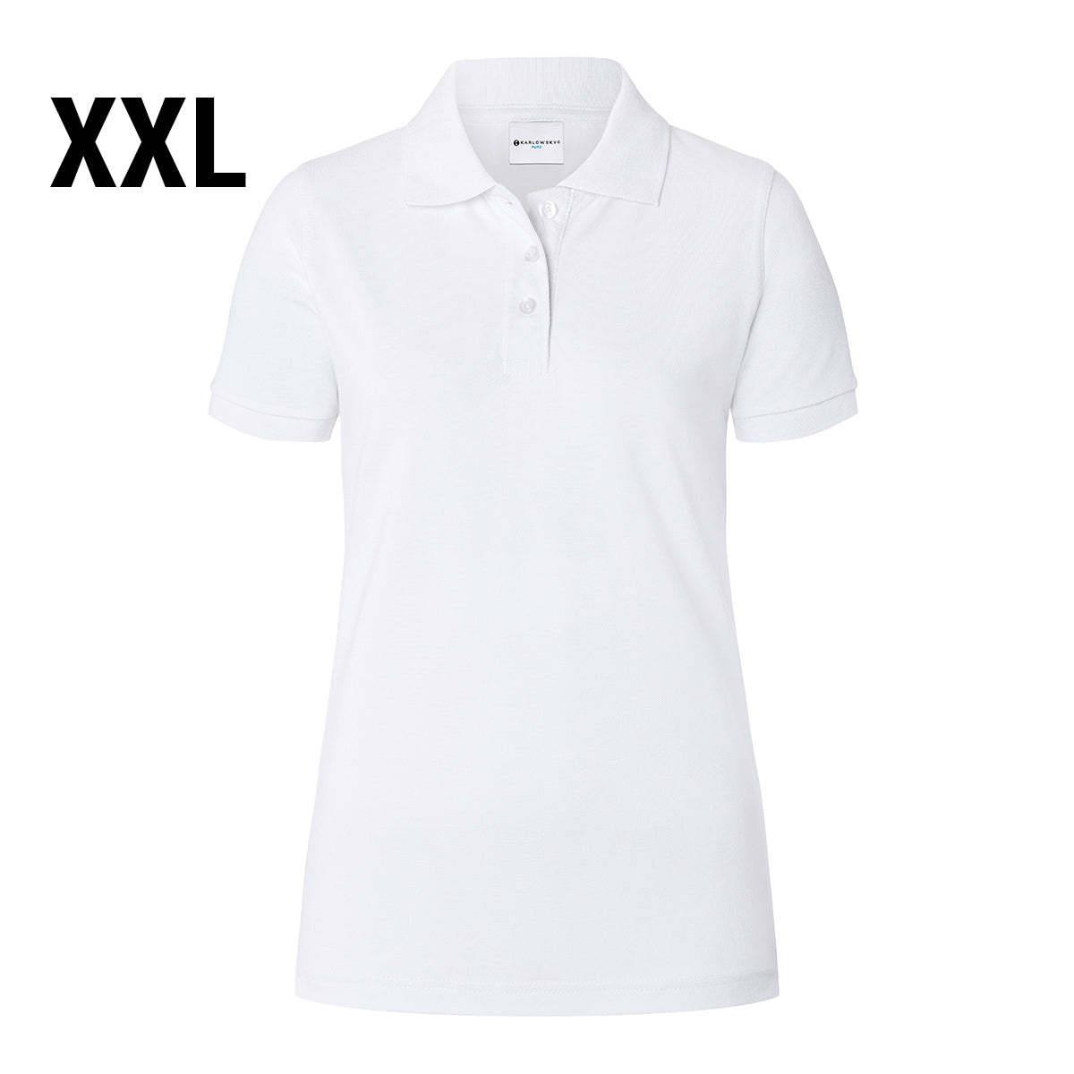 (6 stk) Karlowsky - Workwear Polo Shirt Basic til Damer - Hvid - Størrelse: 2XL