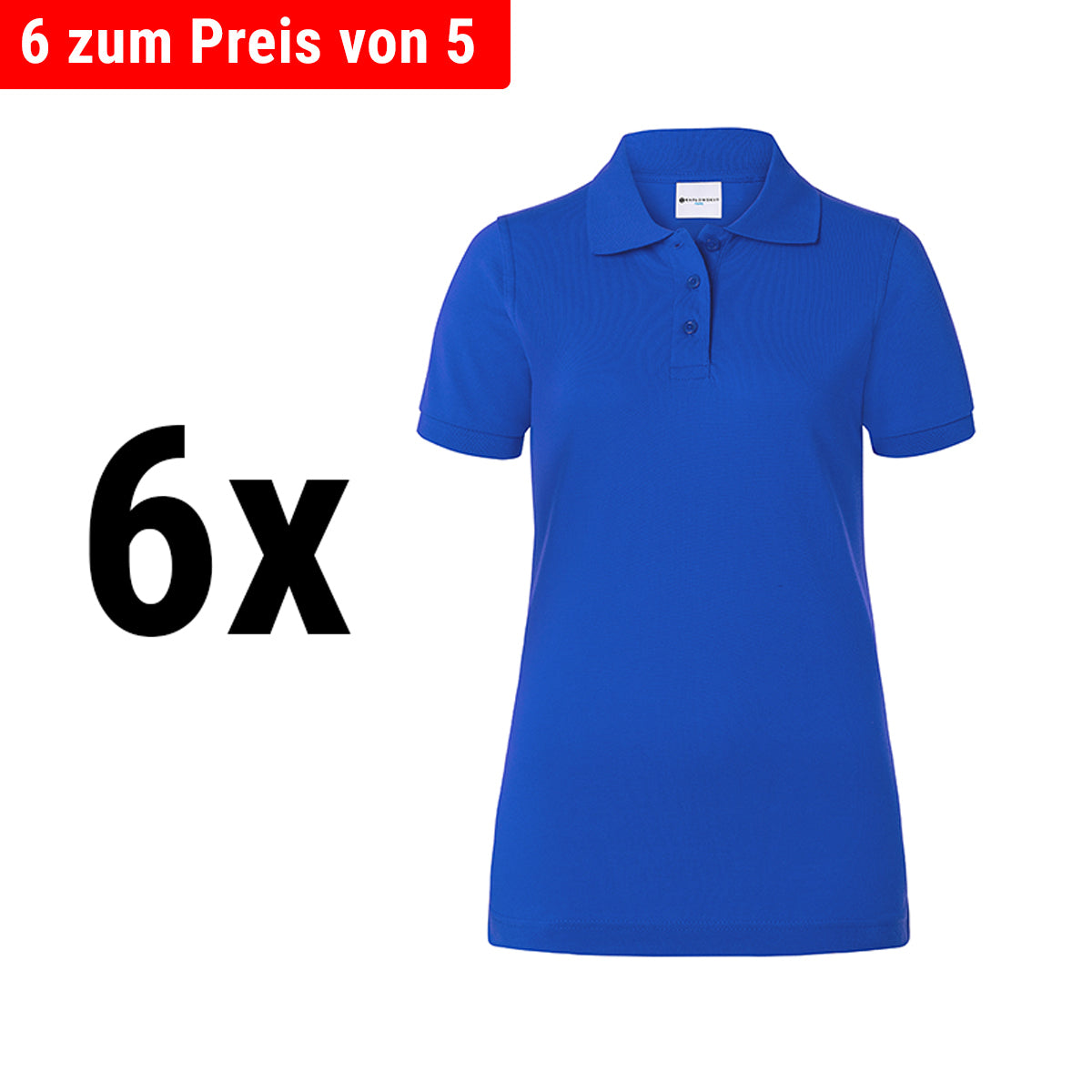 (6 stk) Karlowsky - Workwear Polo Shirt Basic til Damer - Blå - Størrelse: XS